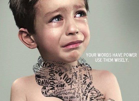 Child image with the words your words have power use them wisely